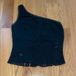 Black One-Shoulder Women's Tank